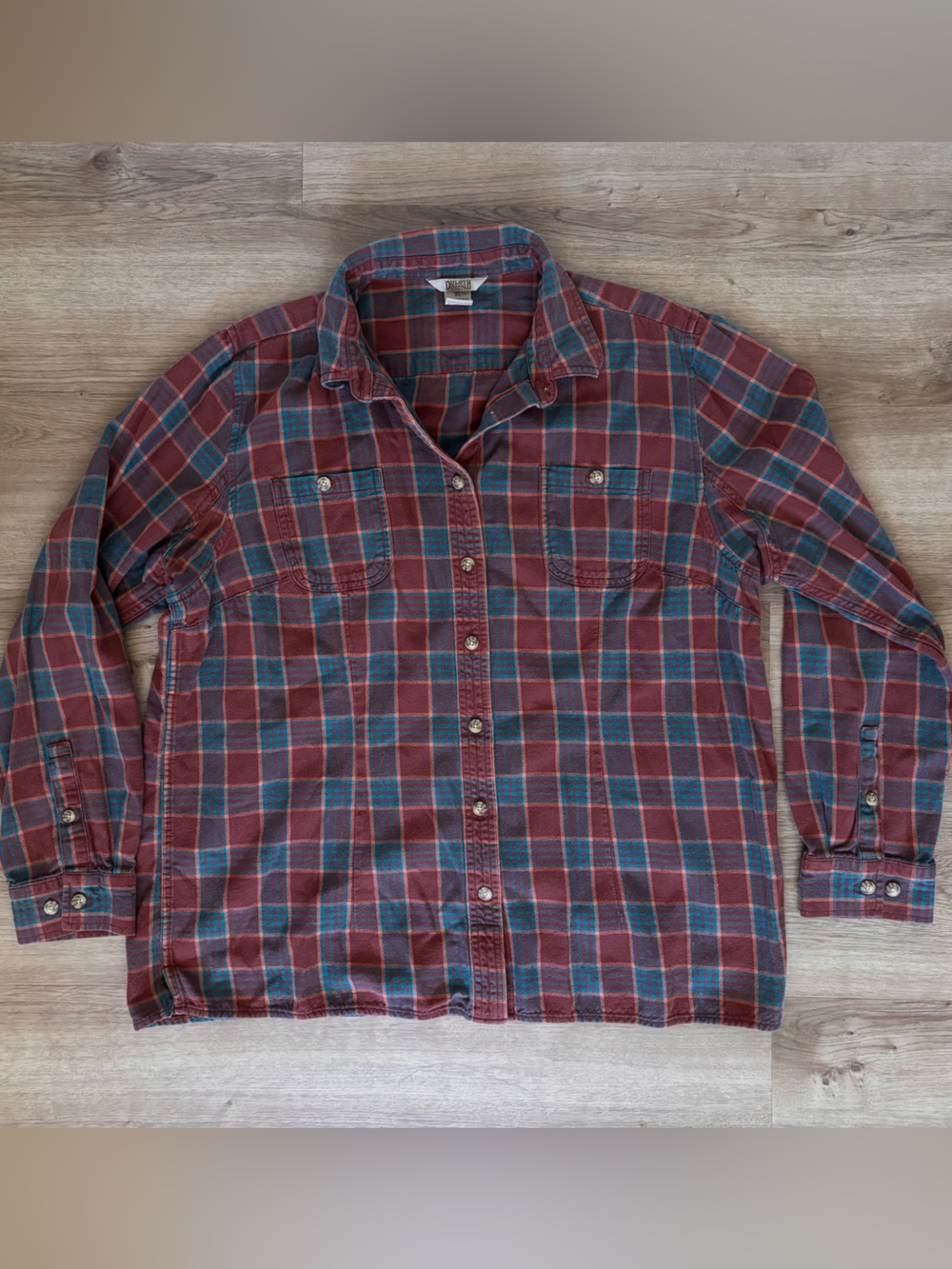 Duluth Trading Co. Plaid Flannel Shirt Women’s XL Red & Blue Cotton Button-Up